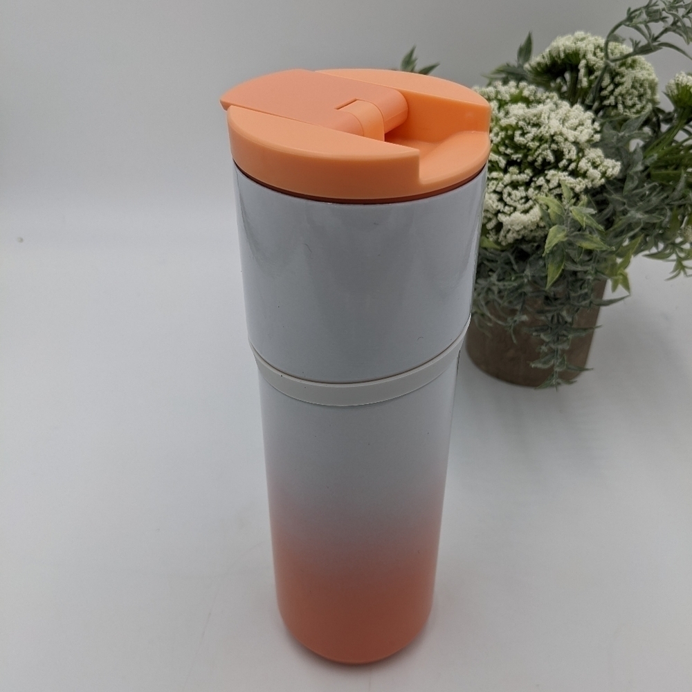STARBUCKS  WHITE AND PEACH STAINLESS‎ STEEL INSULATED TUMBLER 16 FL